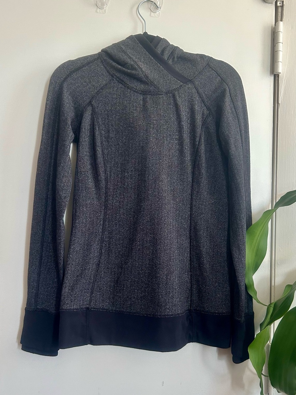 lululemon athletica Black Metallic Cowl Neck Sweater